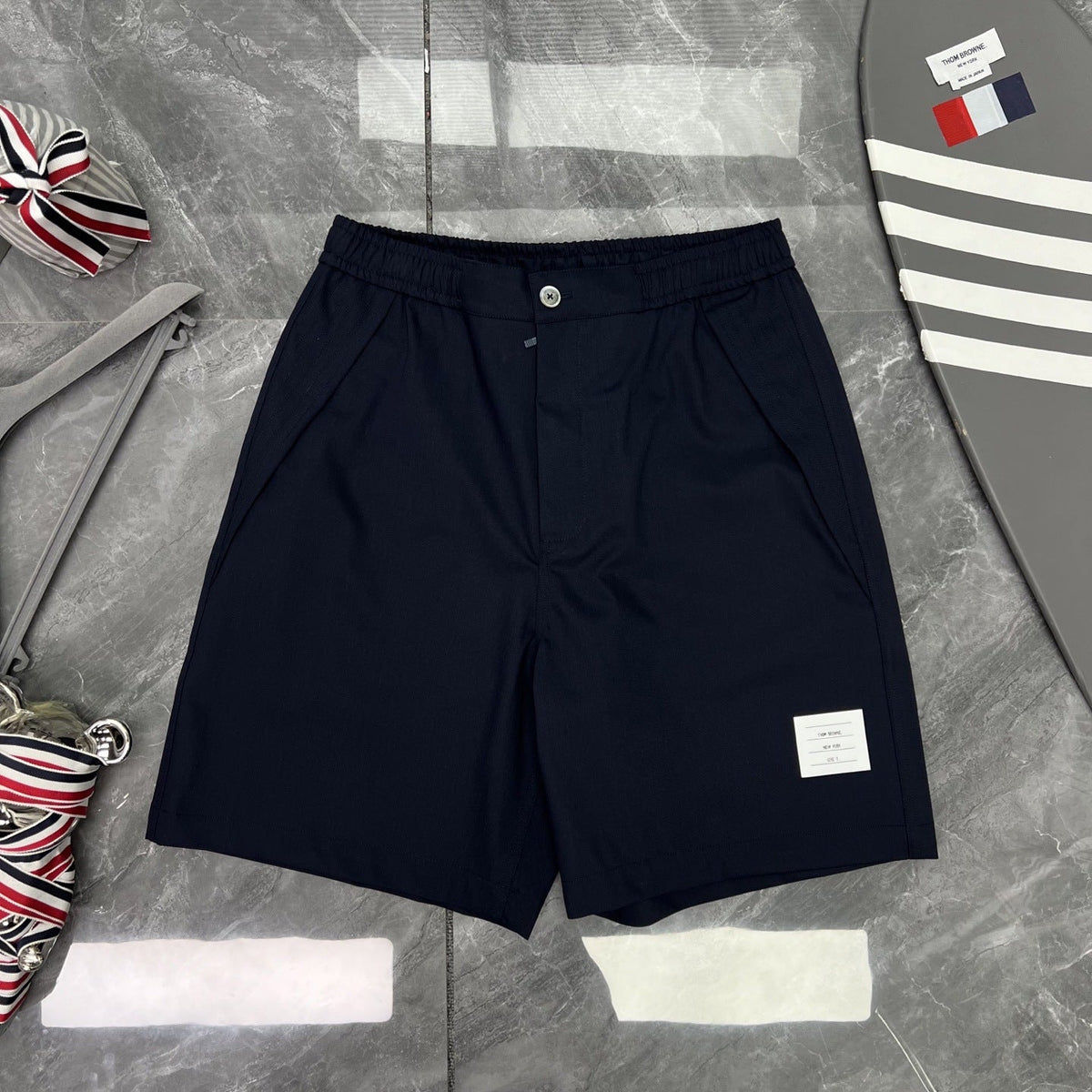 Thom Browne Solid Color Drawstring Casual Shorts