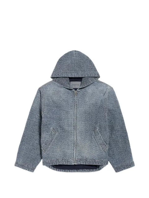 Balenciaga denim stitch hooded jacket in dark blue