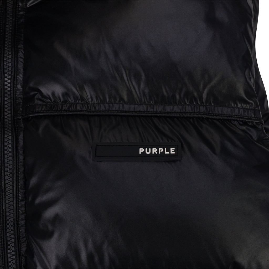 Jet Black Nylon Snap Off Hood Puffer Vest