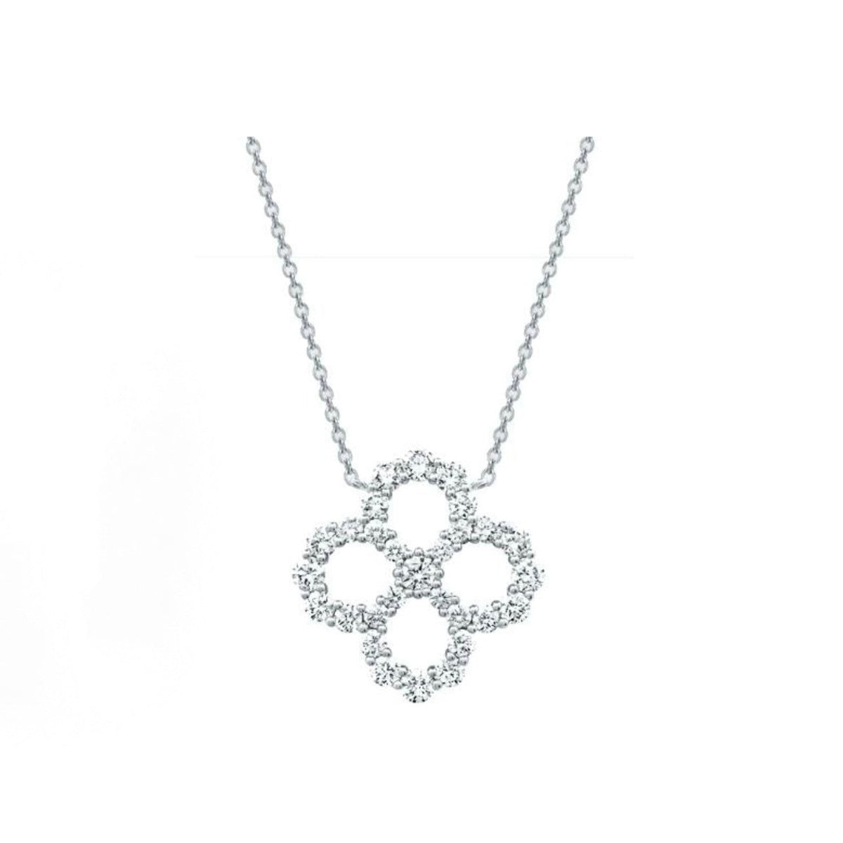 Harry Winston Style Four-Leaf Clover Cubic Zirconia Necklace