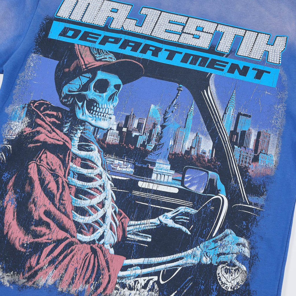 MAJESTIK Skeleton Driver Graphic T-Shirt