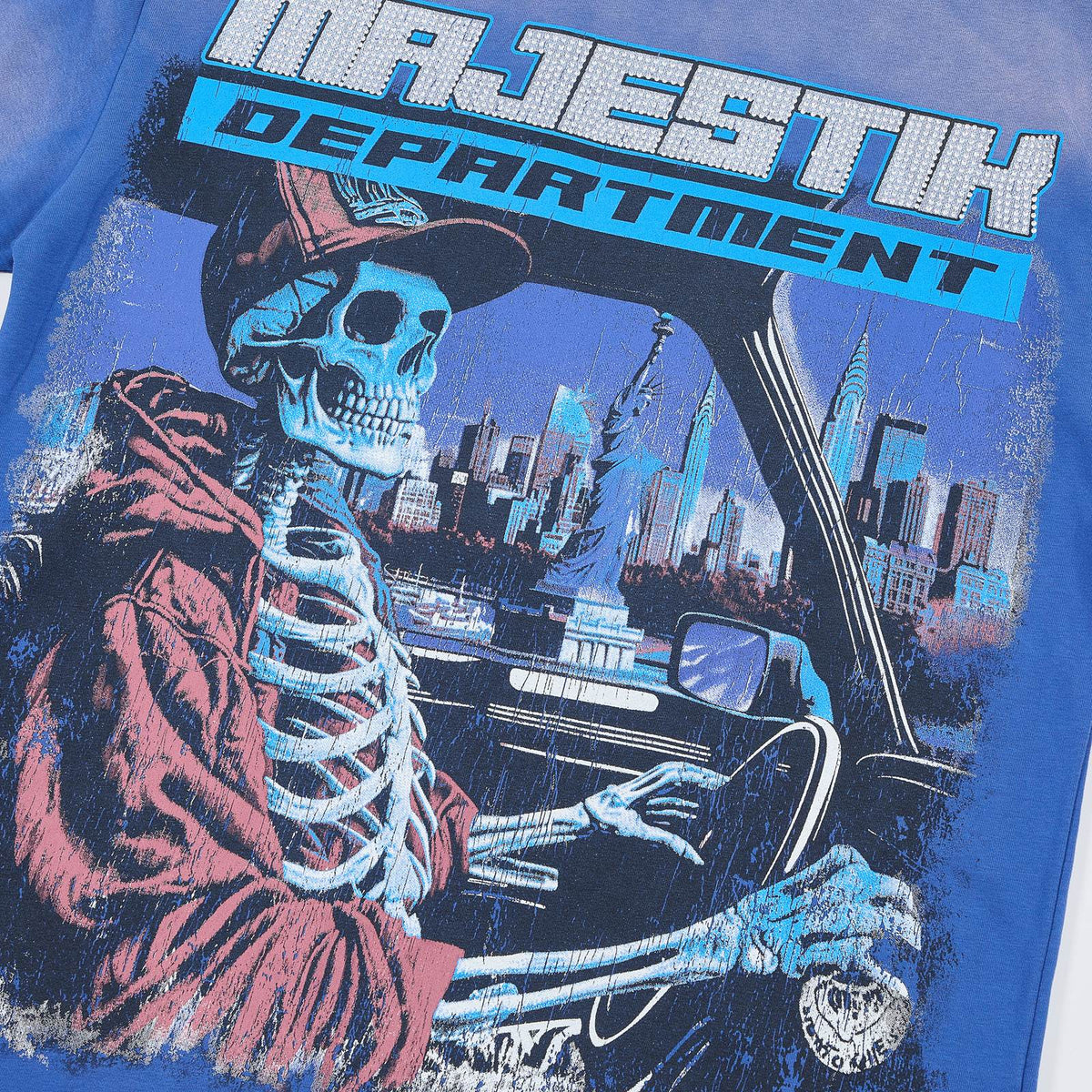 MAJESTIK Skeleton Driver Graphic T-Shirt