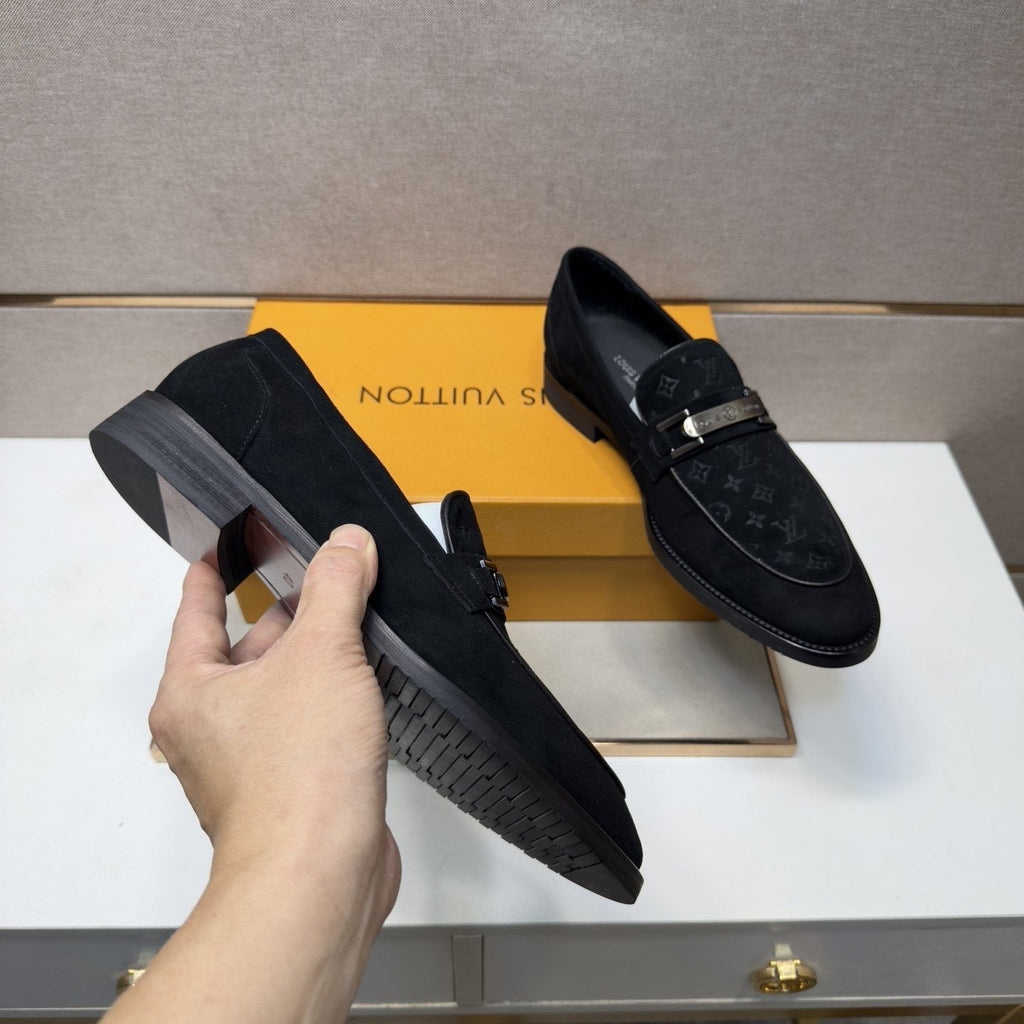 Louis Vuitton Men's Black Monogram Bar Loafers
