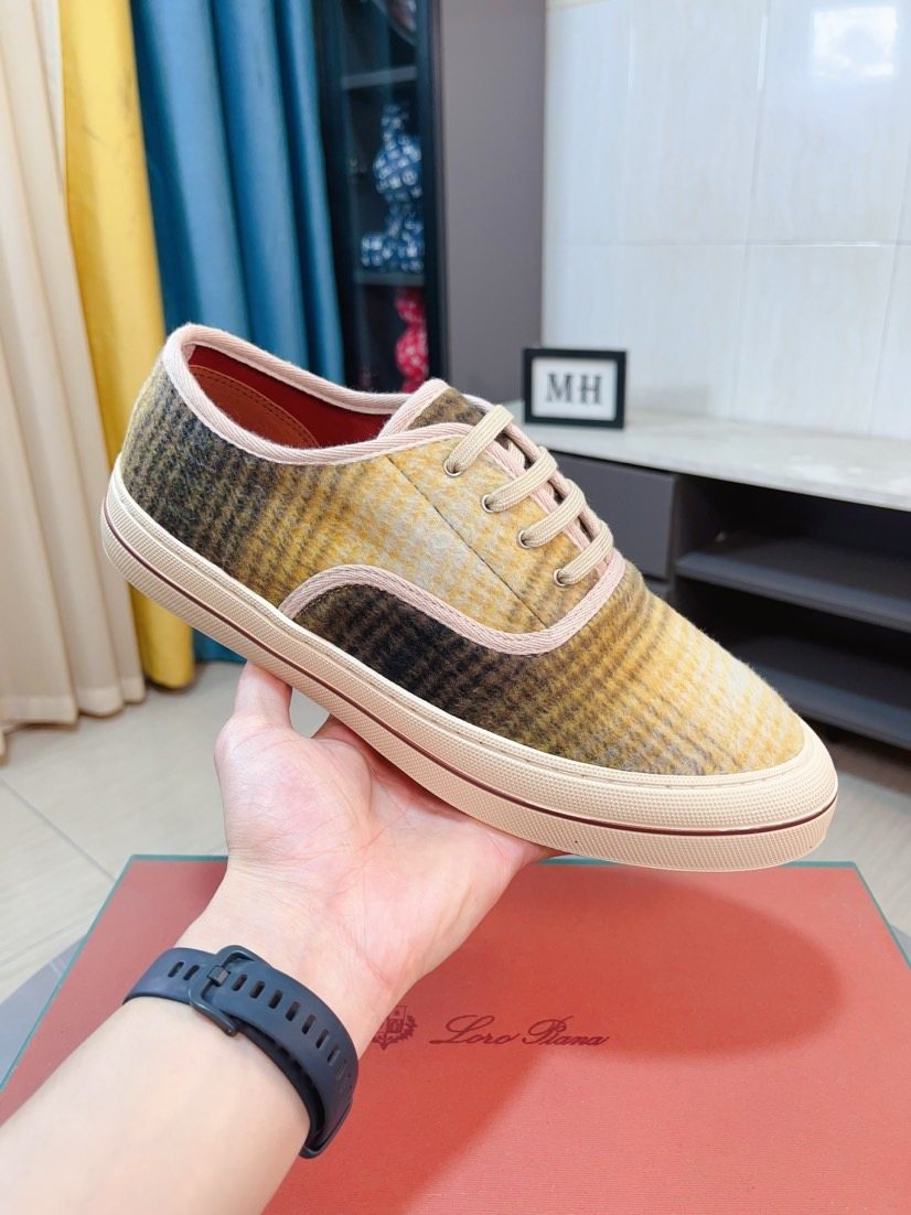 Loro Piana Contrast-Trim Low-Top Casual Shoes
