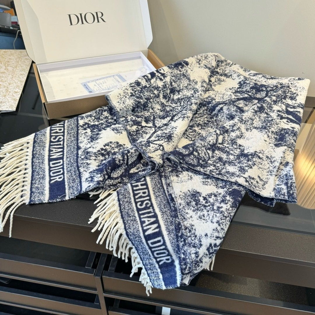 Dior Animal Jacquard Fringed Scarf